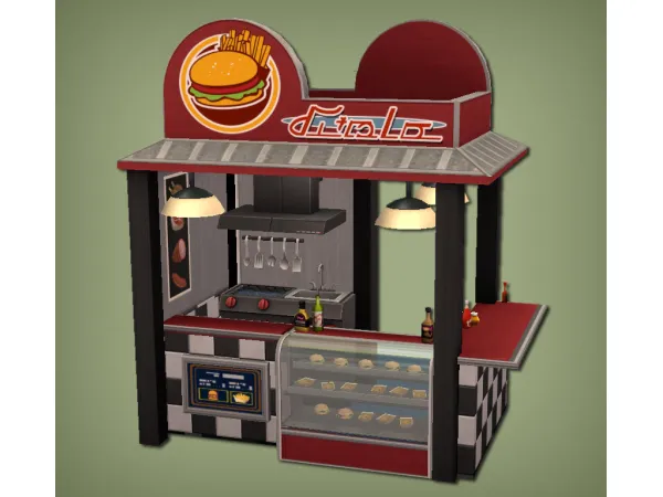 Burger and Fries Functional Stand for - The Sims 2 Custom Content