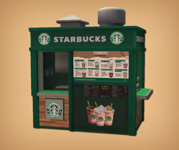 Starbucks Vending Cart Functional for by simsfinds - The Sims 2 Custom Content