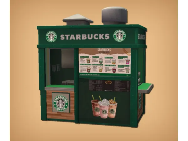 Starbucks Vending Cart Functional for - The Sims 2 Custom Content