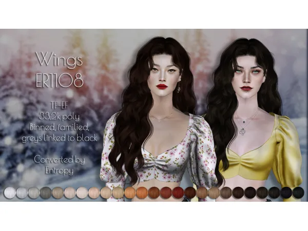 Ten retextures Wingss hairs - The Sims 2 Custom Content