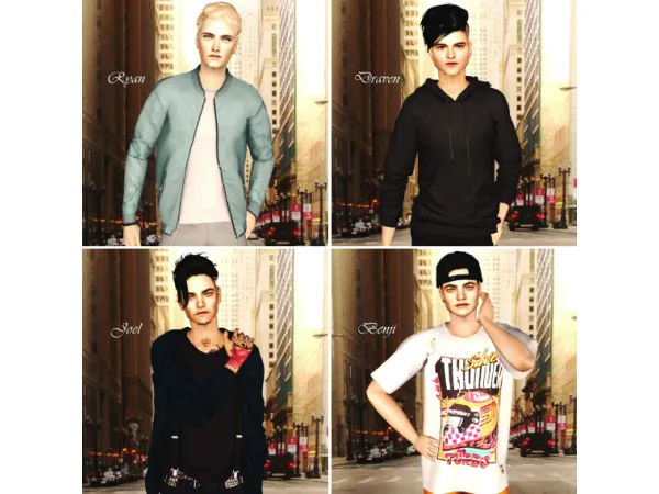 Ryan Draven Joel Benji Sean Curtis Tom Adam - The Sims 2 Custom Content
