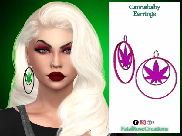 Alpha Cannababy Earrings - The Sims 4 Custom Content