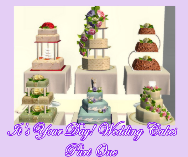It's Your Day Set One of 6 Delicious Wedding Cakes by simsfinds - The Sims 2 Custom Content