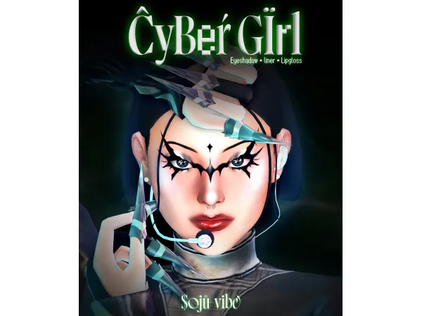 Mix CyBer Girl Makeup Set - The Sims 4 Custom Content