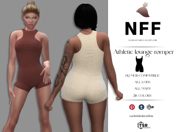 Alpha Athletic lounge romper - The Sims 4 Custom Content