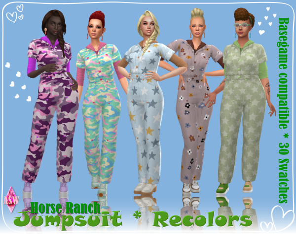 Maxis Match Horse Ranch Jumpsuits Recolors by simsfinds - The Sims 4 Custom Content