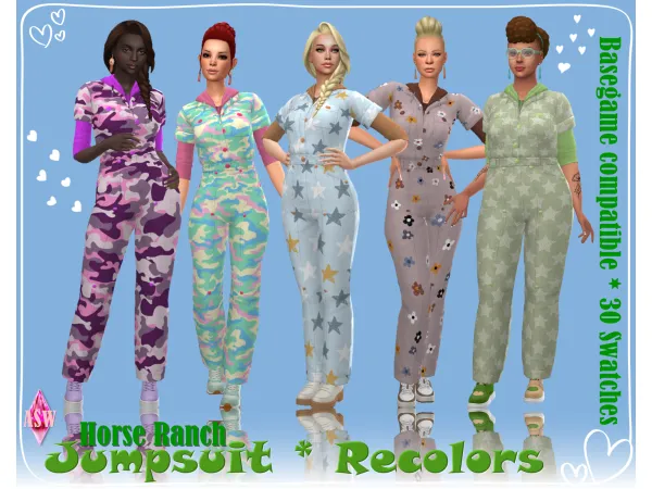 Maxis Match Horse Ranch Jumpsuits Recolors by Annett's Sims 4 Welt ASW - The Sims 4 Custom Content