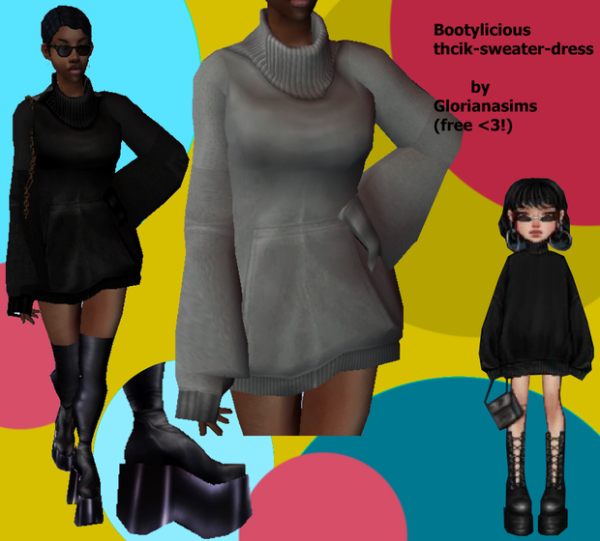 SIMS 2 bootylicious thick sweater dress by simsfinds - The Sims 2 Custom Content