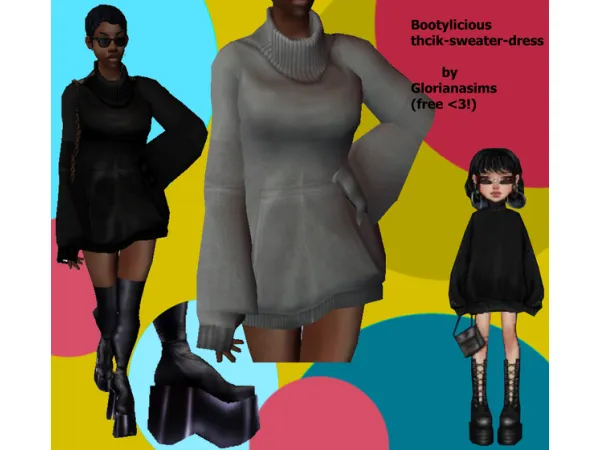 SIMS 2 bootylicious thick sweater dress - The Sims 2 Custom Content