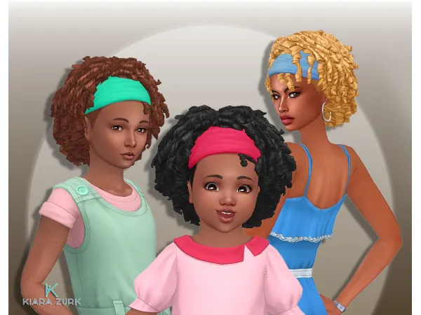 Maxis Match Tight Curls Bandana UPDATE by Kiara Zurk - The Sims 4 Custom Content
