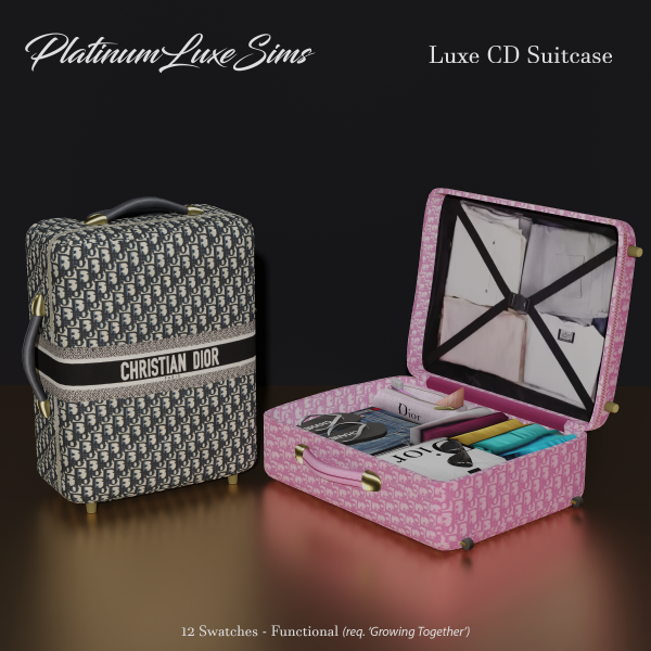 Alpha Functional Luxe CD Suitcase (English) by simsfinds - The Sims 4 Custom Content