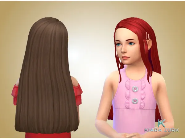 Maxis Match Delia Hairstyle for Girls Clips by Kiara Zurk - The Sims 4 Custom Content
