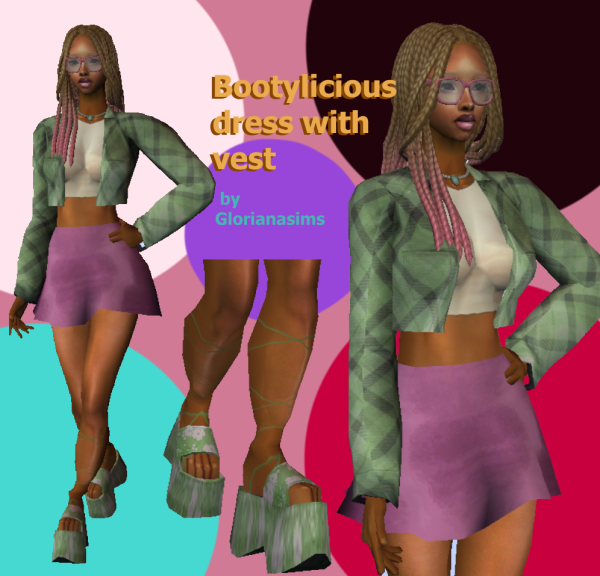 SIMS2 bootylicious dress with vest by simsfinds - The Sims 2 Custom Content
