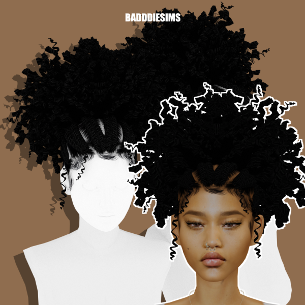 Alpha CURLY PUFF by simsfinds - The Sims 4 Custom Content