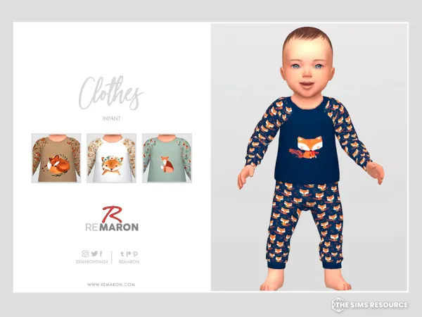Alpha Fox PJs for Infants - The Sims 4 Custom Content