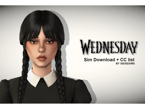 Maxis Match Wednesday Addams by GegeSims - The Sims 4 Custom Content