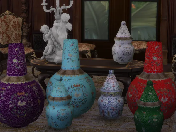 Alpha Firepace Vases by Anna Quinn Stories - The Sims 4 Custom Content