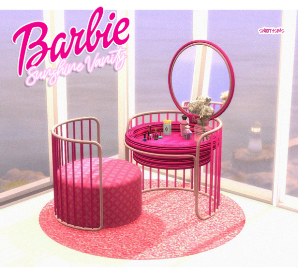 Alpha Barbie Sunshine Vanity Set by simsfinds - The Sims 4 Custom Content
