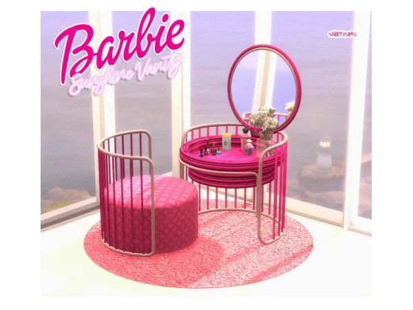 Alpha Barbie Sunshine Vanity Set by SNOOTYSIMS - The Sims 4 Custom Content