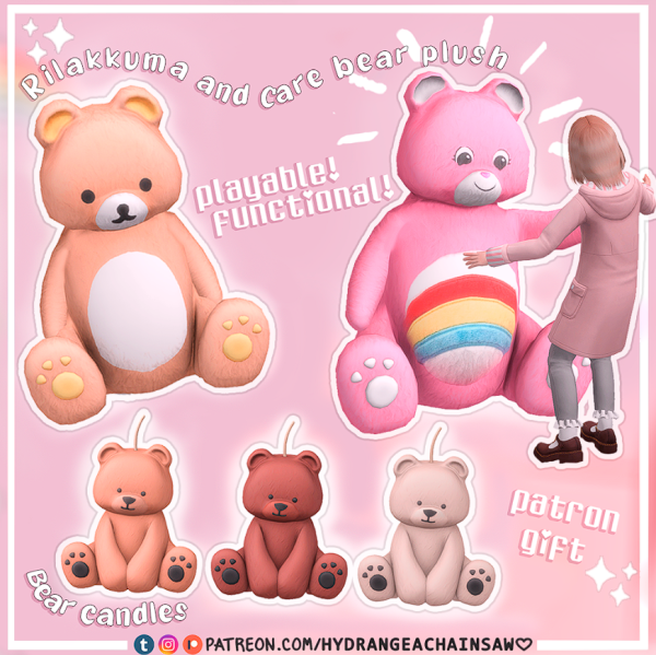 Mix Bear candle RilakkumaCare Bear plush by hydrangeachainsaw - The Sims 4 Custom Content