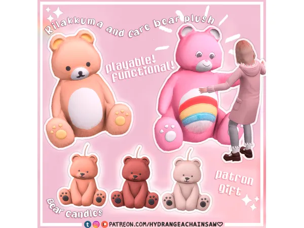 Mix Bear candle RilakkumaCare Bear plush - The Sims 4 Custom Content