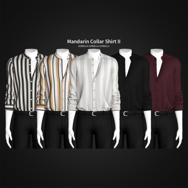 Alpha Mandarin Collar Shirt II by simsfinds - The Sims 4 Custom Content