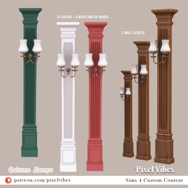 Mix Column Lamps by pixelvibes - The Sims 4 Custom Content