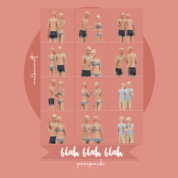 Mix Blah Blah Blah Posepack by melbennett - The Sims 4 Custom Content