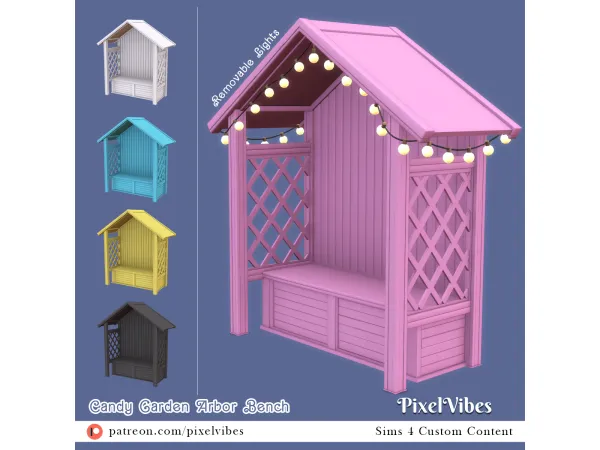 Mix Candy Garden Arbor Bench - The Sims 4 Custom Content