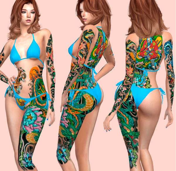 Mix Color Tattoo Diamond Lotus Full by simsfinds - The Sims 4 Custom Content