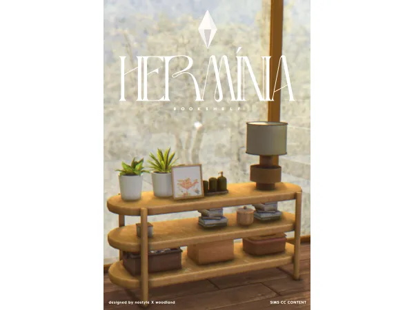 Mix Hermínia Bookshelf by NO STYLE X W O O D L A N D - The Sims 4 Custom Content