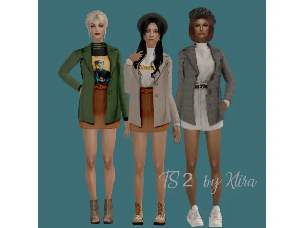 [Newen] Sims4 Short Coat Set_01 for - The Sims 2 Custom Content