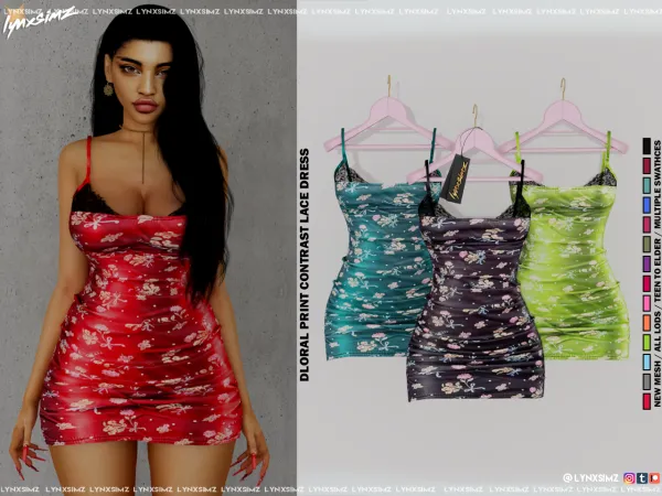 Alpha Contrast Lace Dress Special Supporters by simsfinds - The Sims 4 Custom Content