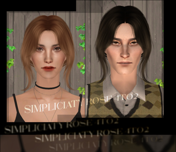 Simpliciatys Rose hairset 4to2 by simsfinds - The Sims 2 Custom Content