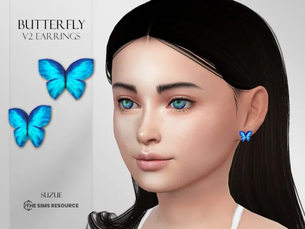 Alpha Butterfly Earrings V2 Child - The Sims 4 Custom Content
