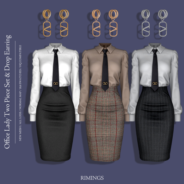 Alpha [RIMINGS] Office Lady Two Piece Set by simsfinds - The Sims 4 Custom Content