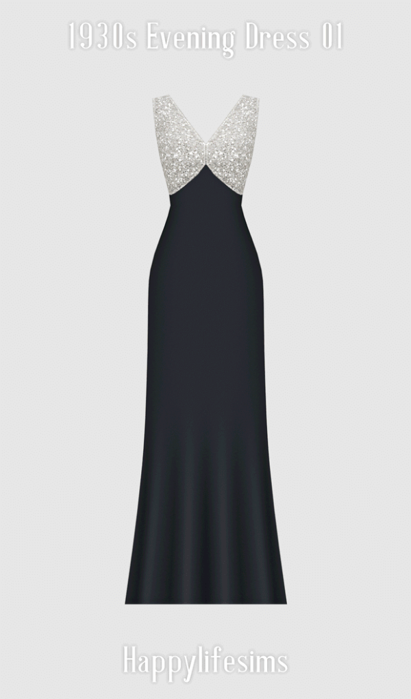 Mix [Lonelyboy] 1930s Evening Dress 01 (Koonam) by simsfinds - The Sims 4 Custom Content
