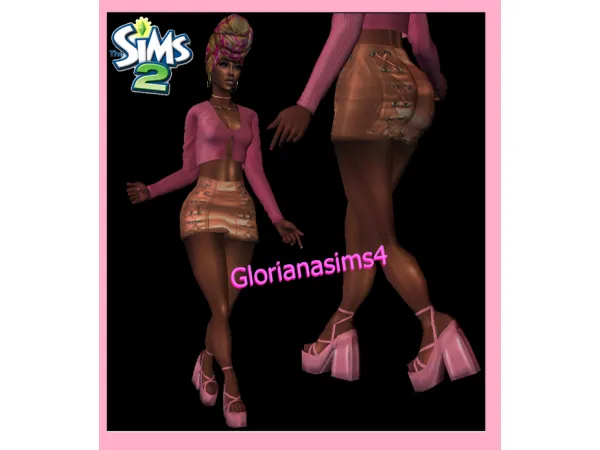 sexy gal shot skirt with thcik sandals - The Sims 2 Custom Content