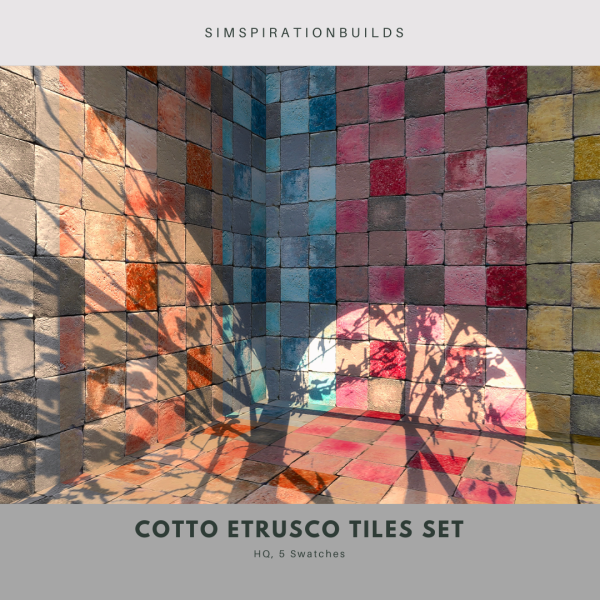 Alpha Cotto Etrusco Tiles Set by simsfinds - The Sims 4 Custom Content