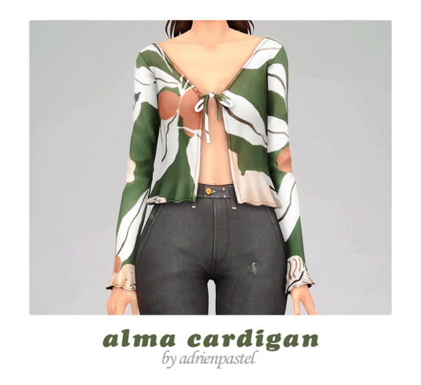 Maxis Match Alma Cardigan Remastered by simsfinds - The Sims 4 Custom Content