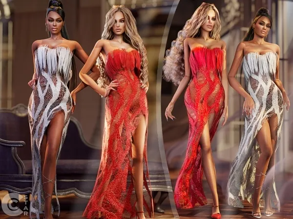 Alpha Beyonce'S EPIC Feather Gown cool_content_star - The Sims 4 Custom Content