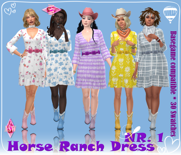 Maxis Match Horse Ranch Dress Nr 1 by simsfinds - The Sims 4 Custom Content