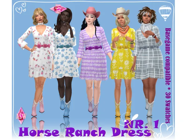Maxis Match Horse Ranch Dress Nr 1 by Annett's Sims 4 Welt ASW - The Sims 4 Custom Content