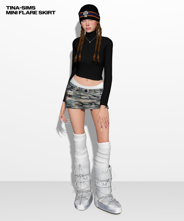 Alpha [TINA SIMS] Mini Flare Skirt by simsfinds - The Sims 4 Custom Content