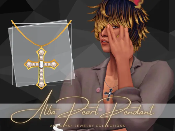 Alpha Alba Pearl Pendant by aith - The Sims 4 Custom Content