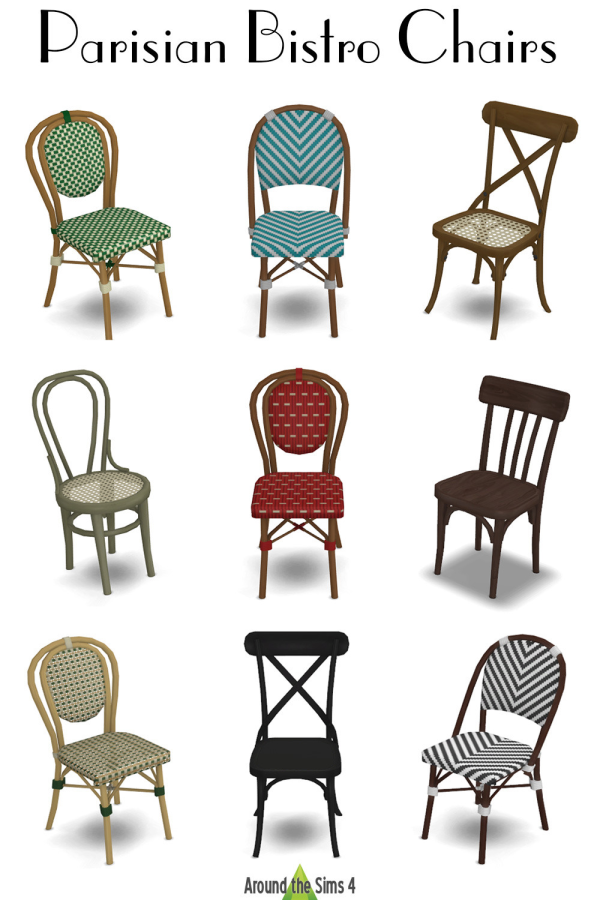 Mix Around Parisian Bistro Chairs by simsfinds - The Sims 4 Custom Content