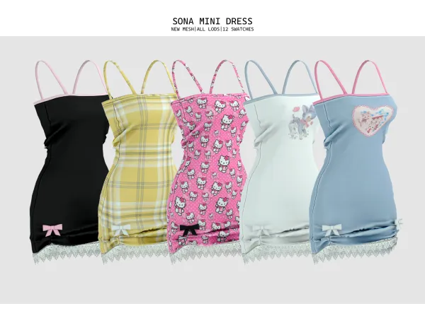 Alpha BABY SONA MINI DRESS by simsfinds - The Sims 4 Custom Content