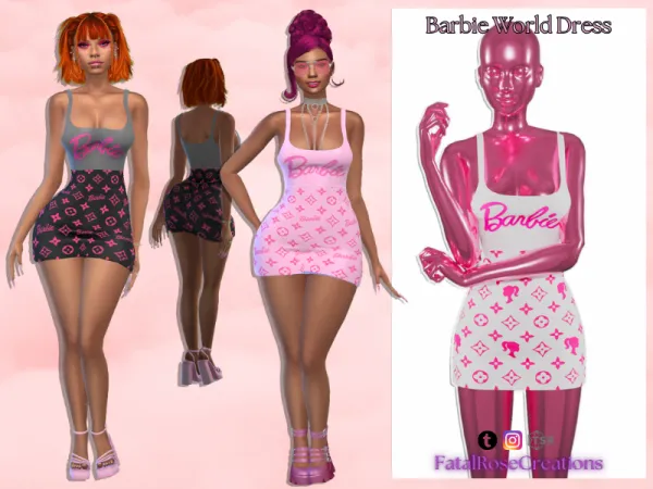 Alpha Barbie World Dress - The Sims 4 Custom Content