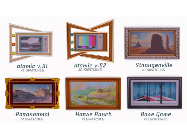 Mix Framed Flatscreens Art TVs for More Eclectic Sims Sims by Surely - The Sims 4 Custom Content