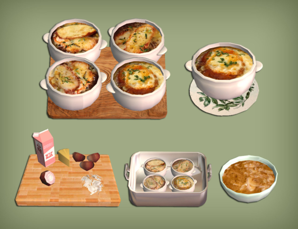 French Onion Soup Gratin Dauphinois and Clafoutis Food for by simsfinds - The Sims 2 Custom Content